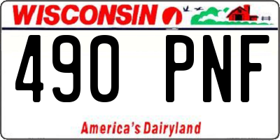 WI license plate 490PNF