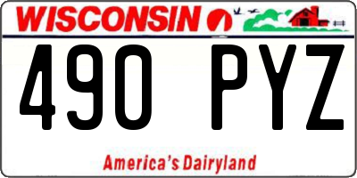 WI license plate 490PYZ
