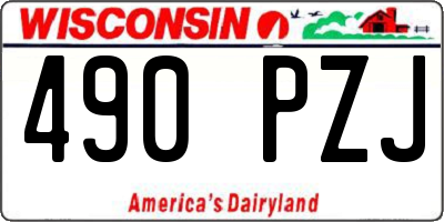 WI license plate 490PZJ