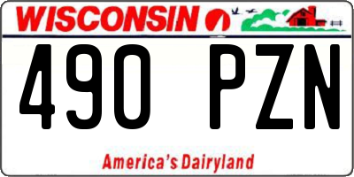 WI license plate 490PZN
