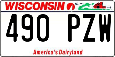 WI license plate 490PZW