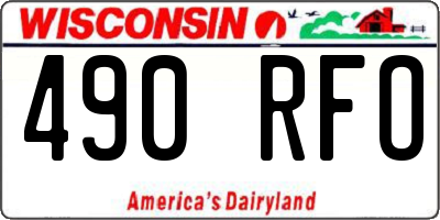 WI license plate 490RFO