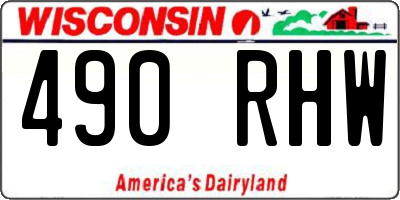 WI license plate 490RHW