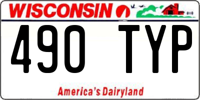 WI license plate 490TYP