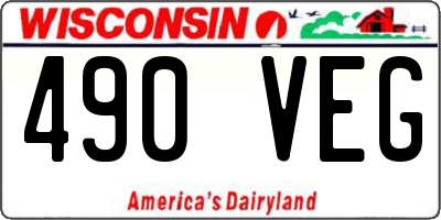 WI license plate 490VEG