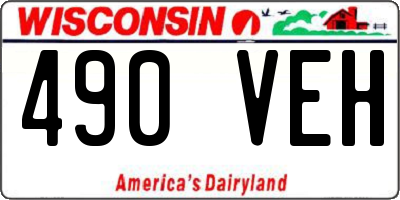 WI license plate 490VEH