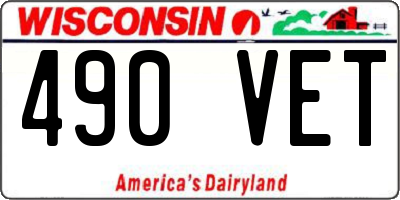 WI license plate 490VET