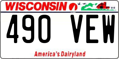 WI license plate 490VEW
