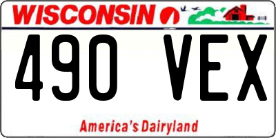 WI license plate 490VEX
