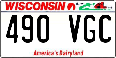 WI license plate 490VGC