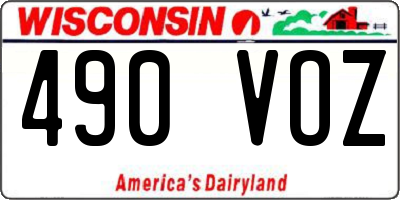 WI license plate 490VOZ