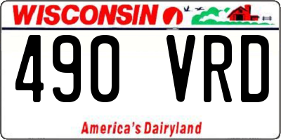 WI license plate 490VRD