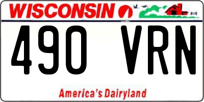 WI license plate 490VRN