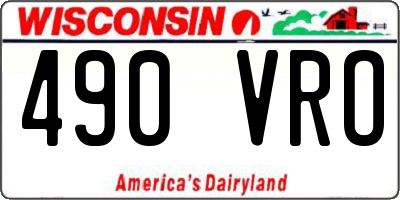 WI license plate 490VRO