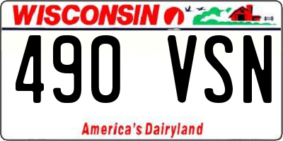 WI license plate 490VSN