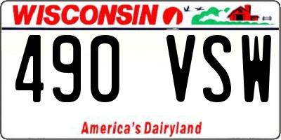 WI license plate 490VSW