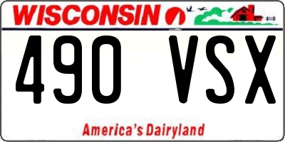 WI license plate 490VSX