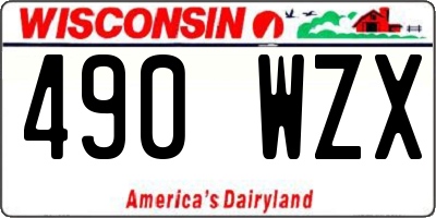 WI license plate 490WZX