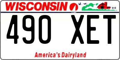 WI license plate 490XET
