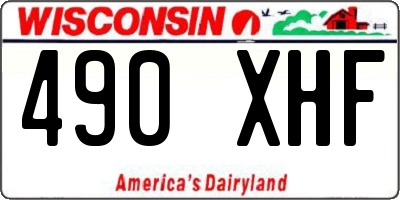 WI license plate 490XHF