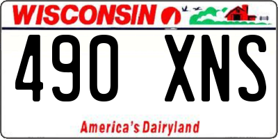 WI license plate 490XNS