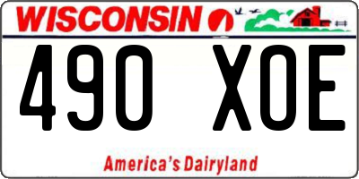 WI license plate 490XOE