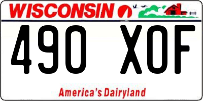 WI license plate 490XOF
