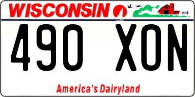 WI license plate 490XON