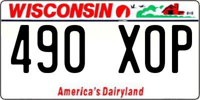 WI license plate 490XOP