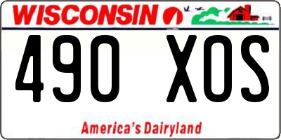 WI license plate 490XOS