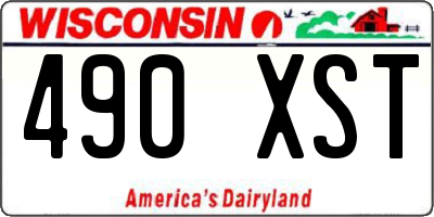 WI license plate 490XST