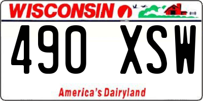 WI license plate 490XSW