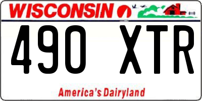 WI license plate 490XTR