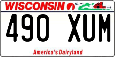 WI license plate 490XUM