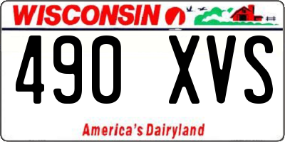 WI license plate 490XVS