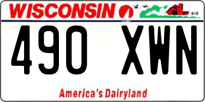 WI license plate 490XWN