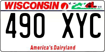 WI license plate 490XYC