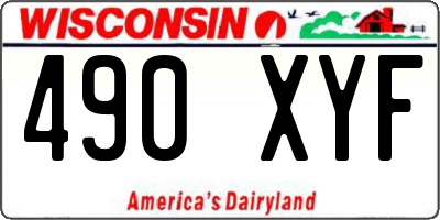 WI license plate 490XYF