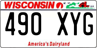 WI license plate 490XYG