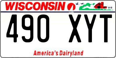 WI license plate 490XYT