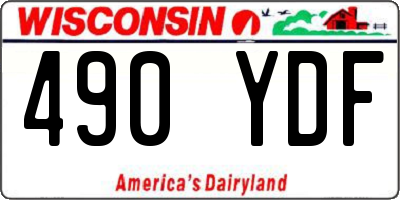 WI license plate 490YDF