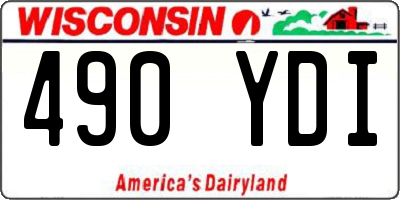 WI license plate 490YDI