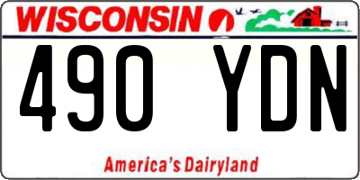 WI license plate 490YDN
