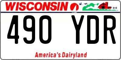 WI license plate 490YDR