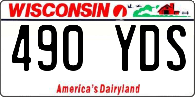 WI license plate 490YDS