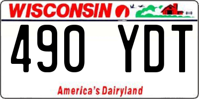 WI license plate 490YDT