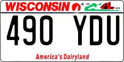 WI license plate 490YDU