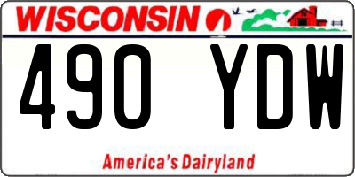 WI license plate 490YDW