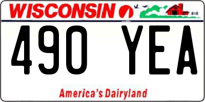 WI license plate 490YEA