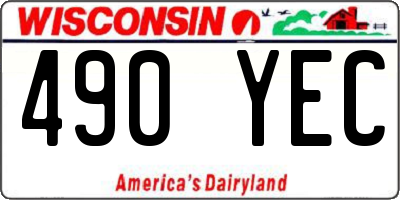 WI license plate 490YEC